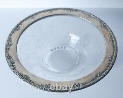 Wallace Sterling NORMANDIE Silver mounted etched glass Centerpiece bowl