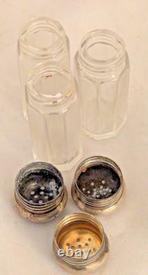 Wallace Sterling Silver & Glass Cruet Set Salt & Pepper Shakers 56g SCRAP or NOT