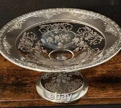 Wallace Sterling Silver and Cambridge Glass Portia Compote 8.5