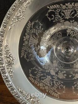 Wallace Sterling Silver and Cambridge Glass Portia Compote 8.5