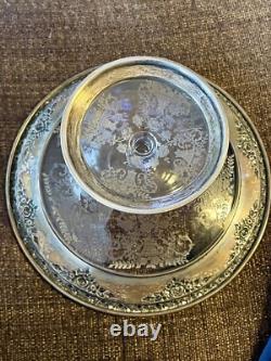 Wallace Sterling Silver and Cambridge Glass Portia Compote 8.5