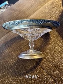 Wallace Sterling Silver and Cambridge Glass Portia Compote 8.5