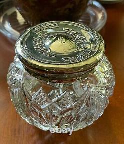 Webster Antique Sterling Silver Cut Glass Dresser Jar/Trinket Box 1910-20