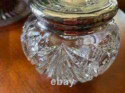Webster Antique Sterling Silver Cut Glass Dresser Jar/Trinket Box 1910-20