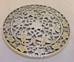 Webster Co Sterling Silver and Glass Trivet or Coaster Lilies 6 ART NOUVEAU