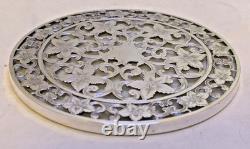 Webster Co Sterling Silver and Glass Trivet or Coaster Lilies 6 ART NOUVEAU