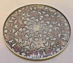 Webster Co Sterling Silver and Glass Trivet or Coaster Lilies 6 ART NOUVEAU