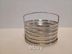 Webster Glass Coasters with Sterling Silver Rims and Caddy Art Deco