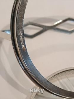 Webster Glass Coasters with Sterling Silver Rims and Caddy Art Deco