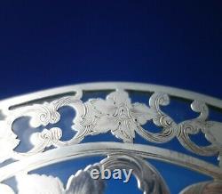 Webster Glass Trivet with Sterling Silver Overlay Floral 6 (#5418)