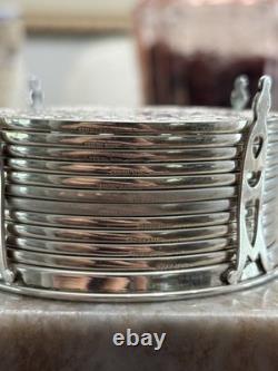 Webster Sterling Silver & Glass Coasters Set of 11 Lace Pattern Art Deco 1920's