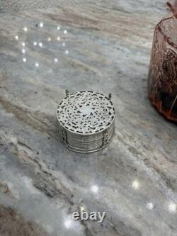 Webster Sterling Silver & Glass Coasters Set of 11 Lace Pattern Art Deco 1920's