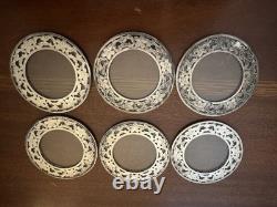 Webster Sterling Silver On Glass Coasters Set Of 6