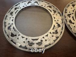 Webster Sterling Silver On Glass Coasters Set Of 6