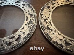 Webster Sterling Silver On Glass Coasters Set Of 6