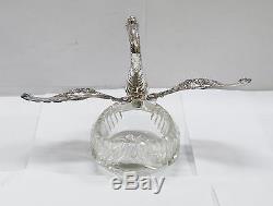 West German Sterling Silver & Cut Glass Swan Salt Cellar Dish