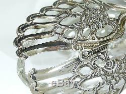 West German Sterling Silver & Cut Glass Swan Salt Cellar Dish