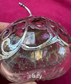 Whiting Sterling Silver Overlay Cut Glass Atomizer Perfume Bottle Art Nouveau