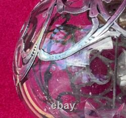 Whiting Sterling Silver Overlay Cut Glass Atomizer Perfume Bottle Art Nouveau