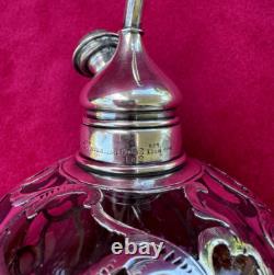 Whiting Sterling Silver Overlay Cut Glass Atomizer Perfume Bottle Art Nouveau
