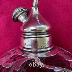 Whiting Sterling Silver Overlay Cut Glass Atomizer Perfume Bottle Art Nouveau