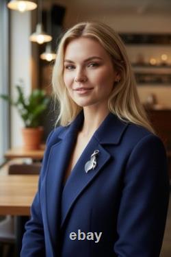 Whitney Kelly 925 Sterling Silver Frost Glass Lily Brooch/Pendant + Chain RARE