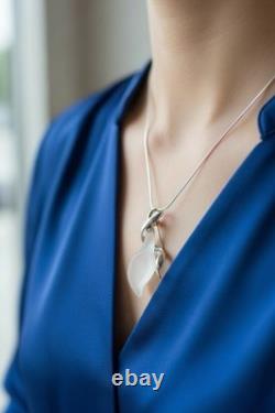 Whitney Kelly 925 Sterling Silver Frost Glass Lily Brooch/Pendant + Chain RARE