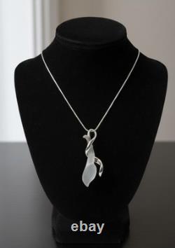 Whitney Kelly 925 Sterling Silver Frost Glass Lily Brooch/Pendant + Chain RARE