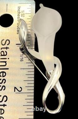 Whitney Kelly 925 Sterling Silver Frost Glass Lily Brooch/Pendant + Chain RARE