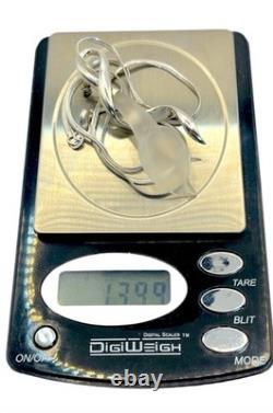 Whitney Kelly 925 Sterling Silver Frost Glass Lily Brooch/Pendant + Chain RARE