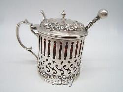 Wilcox Sterling Silver Mustard Pot Red Glass Liner