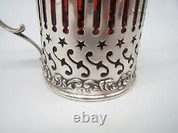 Wilcox Sterling Silver Mustard Pot Red Glass Liner