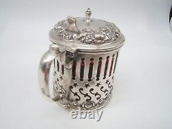 Wilcox Sterling Silver Mustard Pot Red Glass Liner