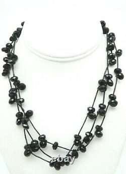 YARA Sterling Silver / Jet Glass Beads Ladies 50 Necklace