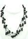 Yara Sterling Silver / Jet Glass Beads Ladies 50 Necklace