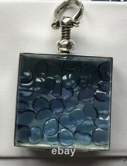 Yogo Sapphire sterling silver shake square glass pendant 5.6tcw